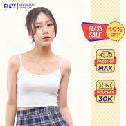 Áo Croptop Hai Dây BLAZY - Màu Trắng, Chất Thun Gân Thoải Mái, Ôm Body Sexy