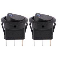 2X 12V LED Inverter Rocking Rocker Switch ROUND SPST ON-OFF for BOAT Car Blue