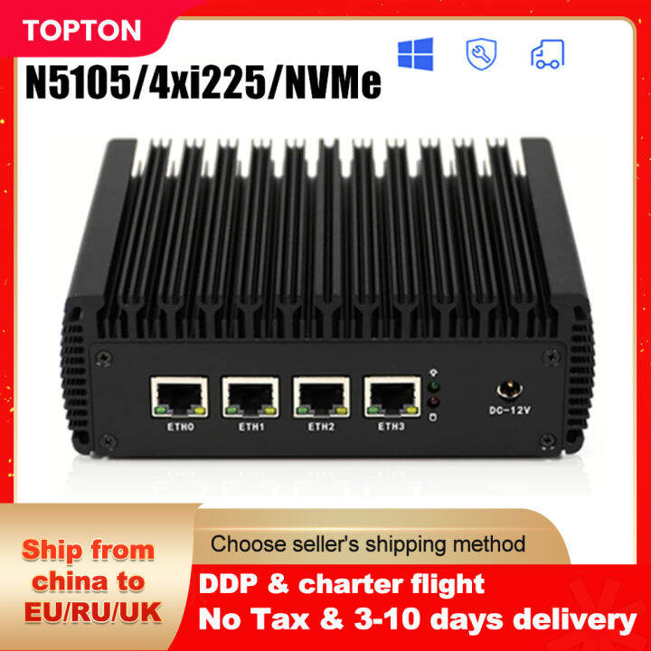 Free shipping Fanless Soft Router Target N5105 Mini PC Quad Core 4 In
