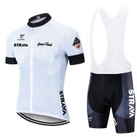 STRAVA Ropa Ciclismo Cycling Jersey Clothes Bib Shorts Set Gel Pad Mountain Cycling Clothing Suits Quick Dry Bicycle Cycling Jersey Set ชุดปั่นจักรยานทีมอาชีพ การระบายอากาศ