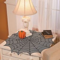 Hang qiao shopHalloween Lace Spider Web Tablecloth Round Table Topper Covers Halloween Table Decoration Fireplace Scarf