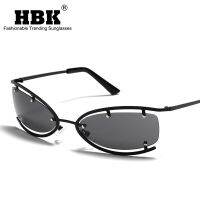 HBK Retro Metal Cat Eye Sunglasses Female 2022 Hip Hop Y2K Trend Sun glasses Mens Half Frame Outdoor Eyeglasses UV400