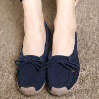 CODai424839 【ZLOT】Womens Casual Suede Leather Loafers Slip On Flat Loafers Shoes