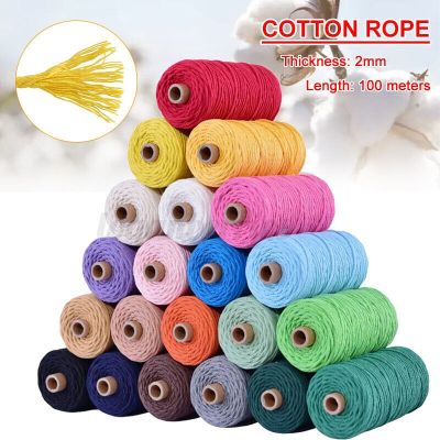 2mm100M 2mm100M Macrame Cord Cotton Rope String Crafts DIY Colored Thread Twisted Twine Handmade Sewing Supplies Home Wedding Decoration
