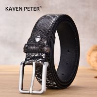 Fashion Desinger Ikat Pinggang untuk Pria Mewah Pola Ular Aksesoris Pria Celana Kulit Western Belt Strap untuk Anak Laki-laki Logam