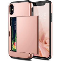 IPhone XS Case,iPhone XR Case,iPhone XS MAX กระเป๋าสตางค์กรณีผู้ถือบัตรไฮบริดหนักคุ้มครองกันกระแทกป้องกันรอยขีดข่วนนุ่มยางกันชนกรณีปกสำหรับ iPhone X