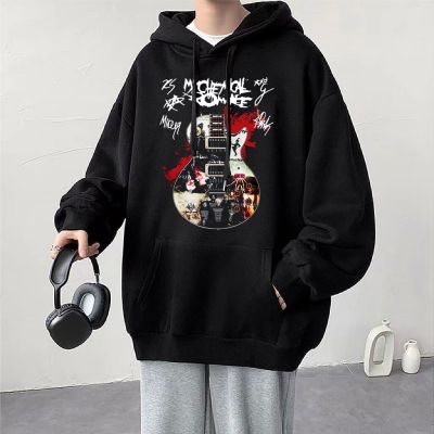 Fashion Rock Band My Chemical Romance Hoodie Guitar Signatures Hooded Sweatshirts Retro Hip Hop Long Sleeve Hoodies Streetwear Size XS-4XL