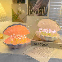 Diy Shell Tulip Night Light ห้องนอนโคมไฟตั้งโต๊ะเครื่องประดับ Handmade Craft ของขวัญวัสดุแพคเกจบรรยากาศ Photo Prop วันเกิด Gift