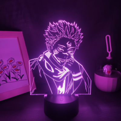 Jujutsu Kaisen อะนิเมะรูป itadori Yuji ryomen sukuna 3D LED โคมไฟ RGB Neon Night ไฟห้องนอนตกแต่งตาราง Mang Cool ของขวัญ