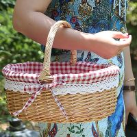 Vintage Home Decor Easter Egg Basket Fruit Picking Basket Wicker Basket Seagrass Basket Wooden Woven Gift Basket Bride