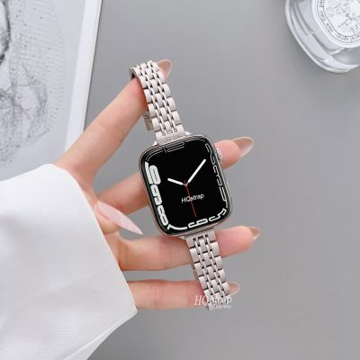 สายนาฬิกาโลหะ Starlight สำหรับนาฬิกา Apple 8 7 6 5 SE 4 40มม. 45มม. สำหรับ Iwatch Ultra 49มม. 41มม. 44มม. 38มม. 42มม. สายสร้อยข้อมือเหล็กสแตนเลส