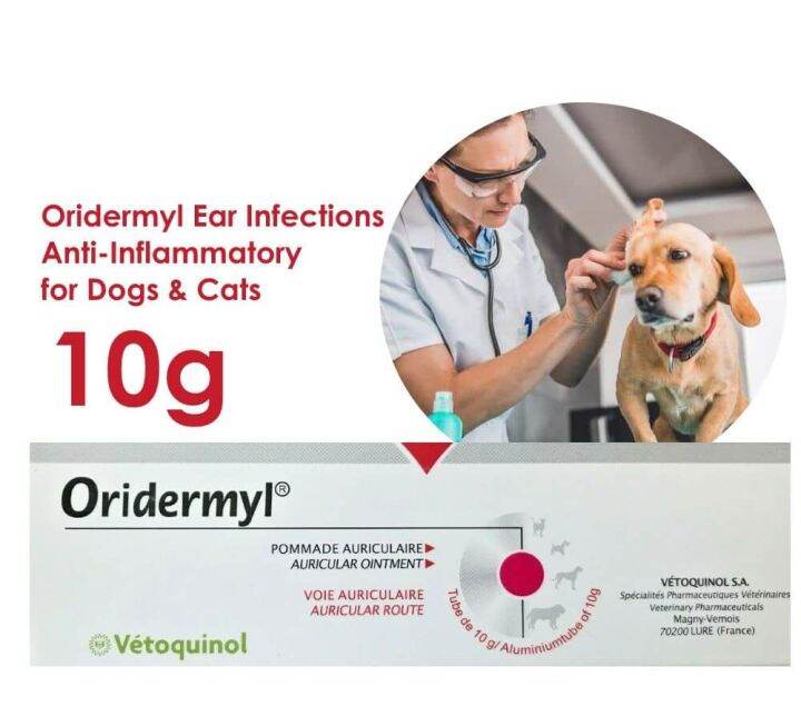 【PETS EAR】Vetoquinol Oridermyl Ointment 10g Ear Infections, AntiInflammatory, Antibiotic, Anti