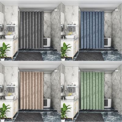 High-end hotel/bathroom thickened cotton linen blended home shower curtain thickened waterproof mildew proof shower curtain polyester cloth shower curtain toilet shower curtain