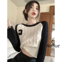 Natlux เสื้อแขนยาวผญ เสื้อคลุมหญิง เสื้อกันหนาว ผญ เสื้อสเวตเตอร์ เสื้อไหมพรมผญ เสื่อฮู้ดหญิงคู่ เสื้อแขนยาวหลวม 2023 ใหม่ 36Z230908