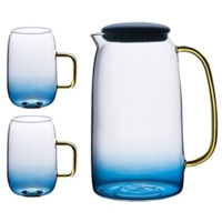 Blue Gradient Color Marble Cold Water Glass Bottle Set High Temperature Resistant Glass Jar Jug Kettle