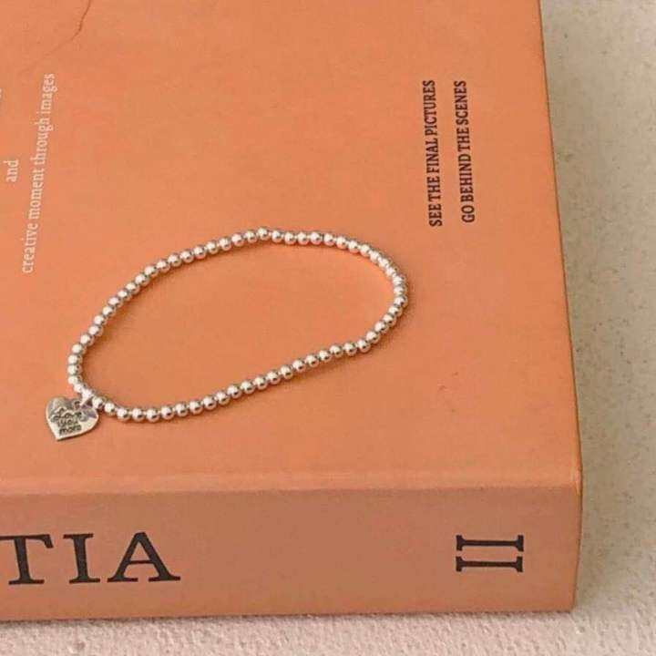 winterwinter-silver925-jewelry-เครื่องประดับเงินแท้925-กำไลข้อมือลายดอท-3-mm-ห้อยจี้รูปหัวใจ-love-you-more-love-you-to-the-moon-ข้อมือร้อยเอ็นยืดขนาด-6-6-5นิ้ว