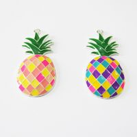 Newest 53mm*26mm 10pcs/lot Pineapple All Enamel Fruits Pendants For Necklace Design