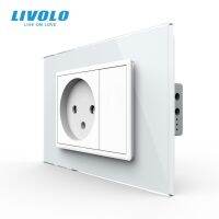 Livolo เซนเซอร์เต้าเสียบไฟอิสราเอลหน้าจอโทรศัพท์คริสตัลสีขาว/ดำ AC 110 ~ 250V เต้ารับอิสราเอล16A ผนัง VL-C9C1IL-11/12