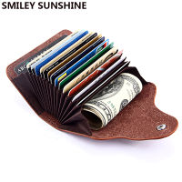 Genuine Leather Unisex Business Card Holder Wallet Bank Credit Card Case id Holder Bag Men Women Cardholder Minimalist Wallet2023