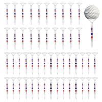 Clear Golf Ball Tees Flag Prints Tall Ball Tees 50Pcs Golf Tees Reduced Friction &amp; Side Spinning Adjustable Height Free Ball Marker boosted