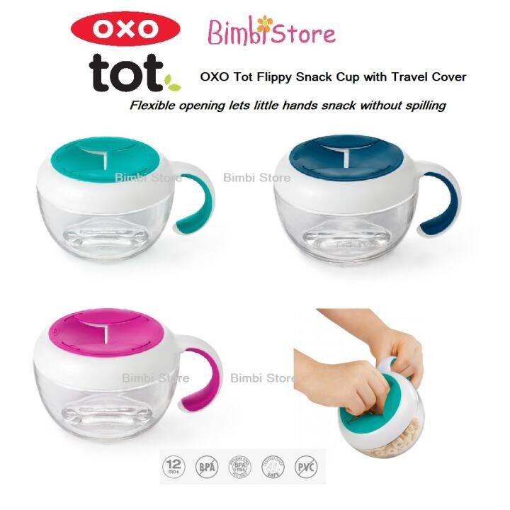 OXO Tot Flippy Snack Cup with Travel Cover Lazada