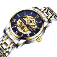 ---Fashion mens watch238814✘ Biden Biden fashion hollow out man mechanical watch Roman scale with steel belt male table drill dial