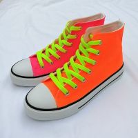 ✶  High help canvas shoes double color mix students loafers fluorescence candy color joker color matching graffiti yuanyang shoes for women