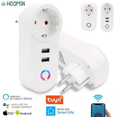 Remote Control Timer Wireless Socket Alex Voice Tuya Phone Charger Power Wi-fi USB Outlet Wifi Smart Plug EU 10A Ratchets Sockets