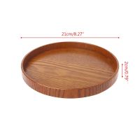 Natural Wooden Round Plate Tea Fruit Food Bakery Serving Tray Dishes Platter New