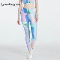 Wakingbee Salsa Tights (Blue Havana) เลกกิ้ง ออกกำลังกาย ใส่ว่ายน้ำได้ กระชับ เก็บหน้าท้อง ยืดหยุ่นดี