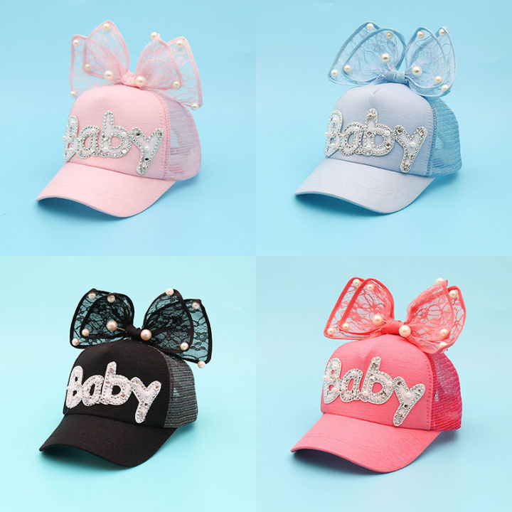 amila-หมวกเบสบอลเด็กทารกเด็กโบว์เด็กทารกหมวกเด็กสาว-topi-jala-แม่ลูกกระบังแสง