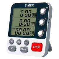 Digital Dual Kitchen Timer,3 Channels Count UP/Down Timer,Cooking Timer,Large Display,Loud Volume Alarm and Flashing