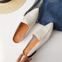 Slippers Women Mules Genuine Leather White Casual Soft Low Heels Casual Women Leather Summer Shoes Woman Slippers Brand