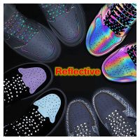 1 Pair Flat Shoelaces Reflective Canvas Shoes Laces Man And Woman Night Run Cool Fluorescent Shoelace Black White 120/140/160cm