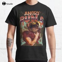 เสื้อยืดคอกลมแขนลำลองขาสั้นพิมพ์ลายแฟชั่นทำจากผ้าฝ้าย100% ยี่ห้อ Angry Runry