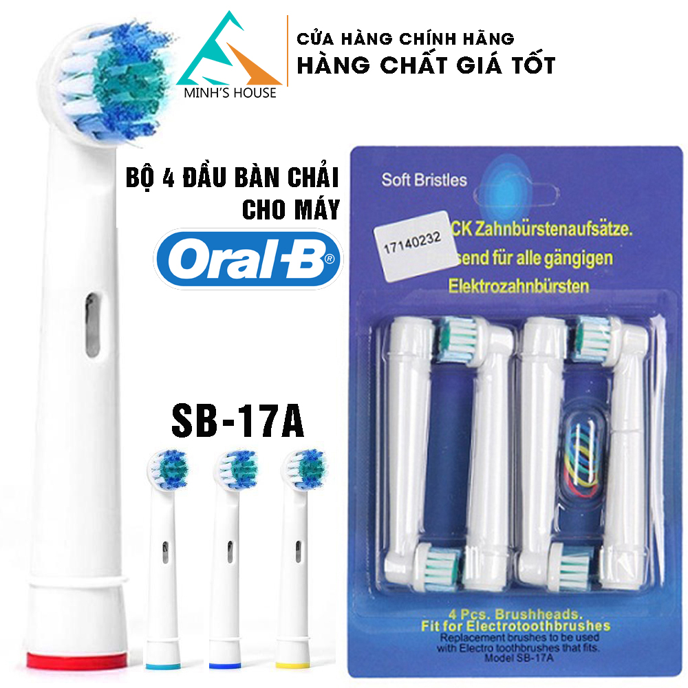 Bộ 4 Đầu Bàn Chải Đánh Răng thay thế cho máy Oral - B SB-17A Minh House