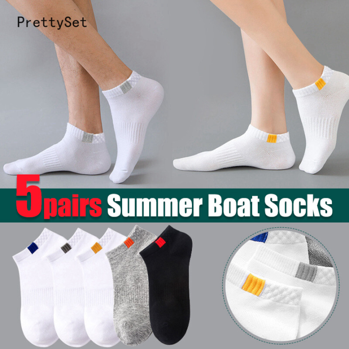 【PrettySet】5 Pairs/lot Men Breathable Short Socks Absorb Sweat Ankle Sock Fashion Casual Cotton