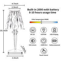 (ร้อน) 1-3ชิ้นชาร์จ USB เพชรเซ็นเซอร์สัมผัสคริสตัลแบตเตอรี่โคมไฟตั้งโต๊ะบาร์แสงร้านอาหารโคมไฟอะคริลิ LED ไฟกลางคืน