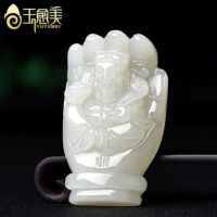 Jade is more beautiful Hotan Jade god of wealth pendant Buddha hand god of wealth pendant Men and women reach out for the jade pendant necklace jade pendant 32VT 32VT