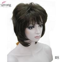 Strongbeauty วิกผมสังเคราะห์ผมสั้นสีบลอนด์/สีบลอนด์วิกผมธรรมชาติทรงผมที่ไม่มีชั้น