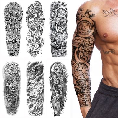 hot！【DT】♚✴◆  Temporary Sticker Large Size for Men Sleeve Fake Arm