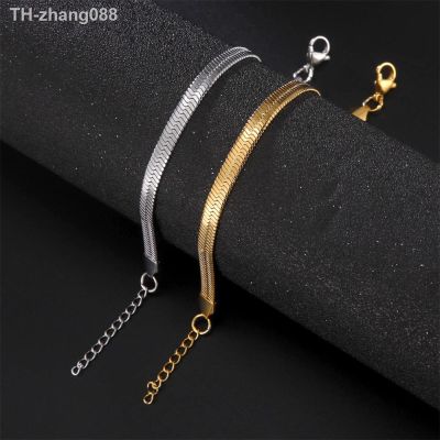 Simple Blade Chain Anklets Stainless Steel Snake Bone Leg Chains for Women Gold Color Bracelet on The Ankle Fashion Beach Jewelr