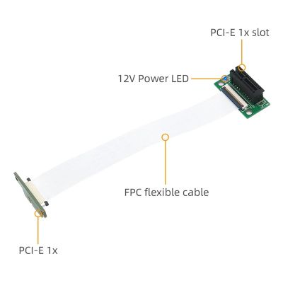 PCI-E 36Pin 1X Extension Cable with 12V Powers LED and PCB Plastic Spacer ( Duals Vertical 90 Degree Direction)