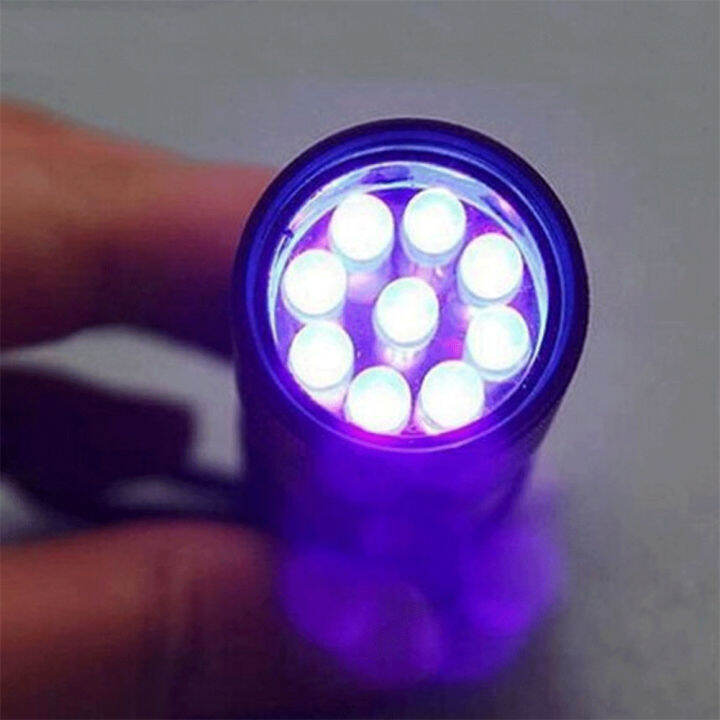 ไฟฉายฟลูออเรสเซนต์ขนาดเล็กอเนกประสงค์9-uv-led-อัลตราไวโอเลตน้ำหนักเบาพกพาสะดวกโคมไฟฉุกเฉินกันน้ำสำหรับกลางแจ้ง