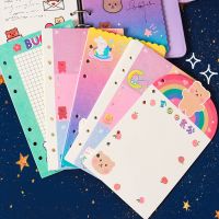 [Hagoya Stationery Stor] Yisuremia 6หลุม30แผ่น Kawaii หมี A6โน๊ตบุ๊ควารสารกระดาษเติมเกลียว Binder ดัชนีภายในหน้าโรงเรียนเครื่องเขียน