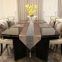 Luxury Table Runner Flannel Diamond Silver Rhinestones Table Runner Cushion Cover Placemat Wedding Party Decoration Accessories