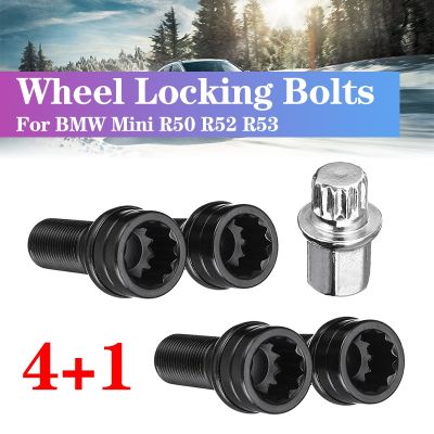 4 Bolts 1 Key Black M14 x 1.25 Wheel Locking Bolts Lug Nut Black Key For BMW Mini R50 R52 R53 Convertible (R57) 2009 - 2016