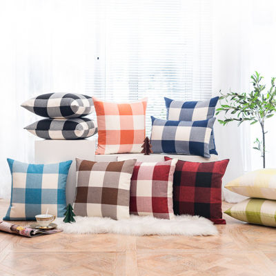 45x45cm Classic Checkered Geometric Cotton Cloth Cushion Cover Car Home Sofa Seat Decor Throw Pillowcase