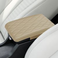 Center Console Arm Rest Cushion Wave Embroider Car Armrest Storage Box Mat Leather for Car Interior Protection for SUV Truck Pipe Fittings Accessories