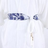 Hanfu เสื้อเข็มขัดผ้าไหมวินเทจตกแต่งผู้หญิงเสื้อเอวผ้าทอยาวพู่สายรัดเอว